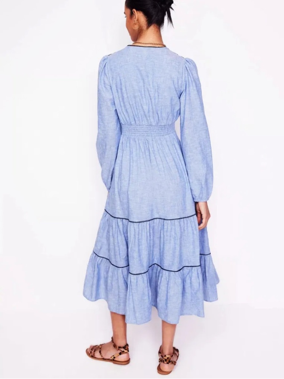 Boden Violet Linen Rich Midi Dress Size 6 - Picture 4 of 14